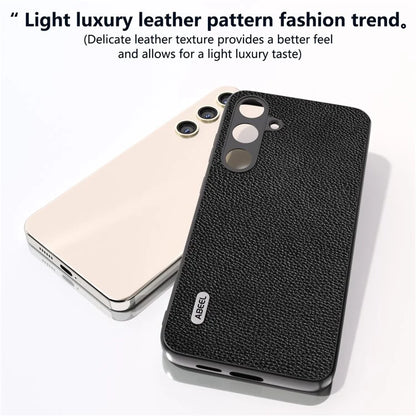 ABEEL For Samsung Galaxy S24 Case Genuine Cow Leather Litchi Texture Cover