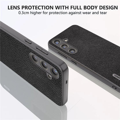 ABEEL For Samsung Galaxy S24 Case Genuine Cow Leather Litchi Texture Cover