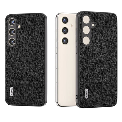 ABEEL For Samsung Galaxy S24 Case Genuine Cow Leather Litchi Texture Cover