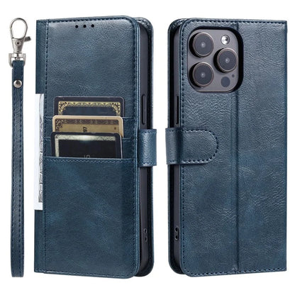 For iPhone 13 Pro Leather Case with Card Holder Phone Stand Cover with Strap