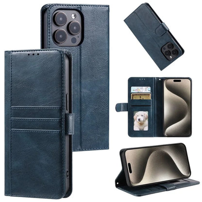 For iPhone 13 Pro Leather Case with Card Holder Phone Stand Cover with Strap