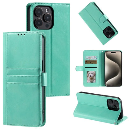 For iPhone 13 Pro Leather Case with Card Holder Phone Stand Cover with Strap