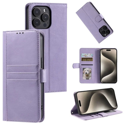 For iPhone 15 Pro Max Case Leather Phone Cover Stand Wallet with Hand Strap