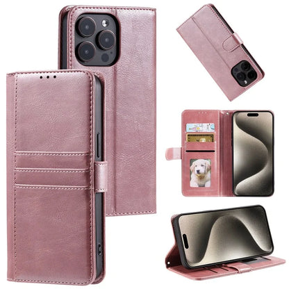 For iPhone 15 Pro Max Case Leather Phone Cover Stand Wallet with Hand Strap
