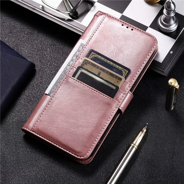 For iPhone 14 Pro Max Case Stand Crazy Horse Texture Leather Cover with Card Slots