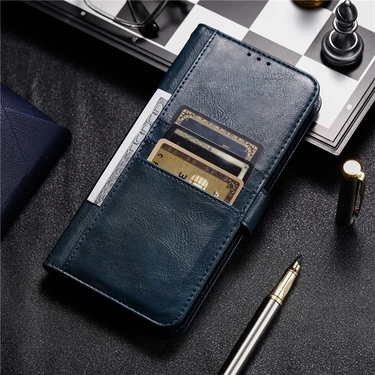For iPhone 14 Pro Max Case Stand Crazy Horse Texture Leather Cover with Card Slots