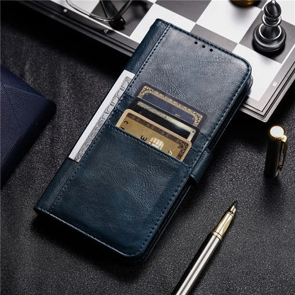 For iPhone 14 Pro Max Case Stand Crazy Horse Texture Leather Cover with Card Slots