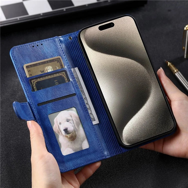 For iPhone 14 Pro Max Case Stand Crazy Horse Texture Leather Cover with Card Slots
