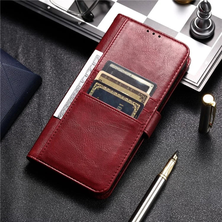 For iPhone 14 Pro Max Case Stand Crazy Horse Texture Leather Cover with Card Slots