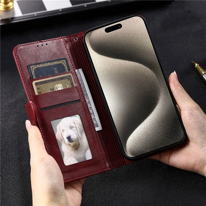 For iPhone 14 Pro Max Case Stand Crazy Horse Texture Leather Cover with Card Slots