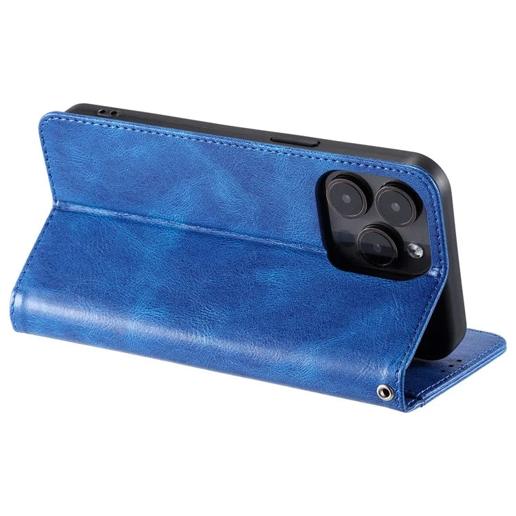 For iPhone 14 Pro Case Wallet Stand Leather Phone Protective Cover with a Strap
