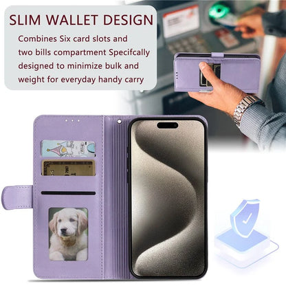 For iPhone 14 Pro Case Wallet Stand Leather Phone Protective Cover with a Strap