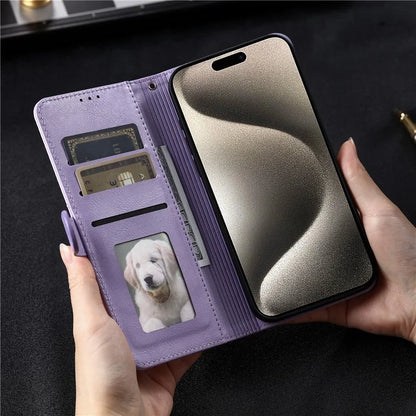For iPhone 14 Pro Case Wallet Stand Leather Phone Protective Cover with a Strap