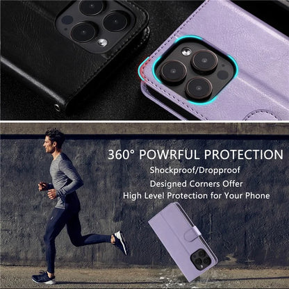 For iPhone 14 Pro Case Wallet Stand Leather Phone Protective Cover with a Strap