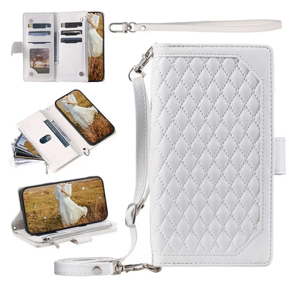 For Samsung Galaxy A35 5G Leather Case Rhombus Texture Phone Stand Cover with Multi-Card Slots