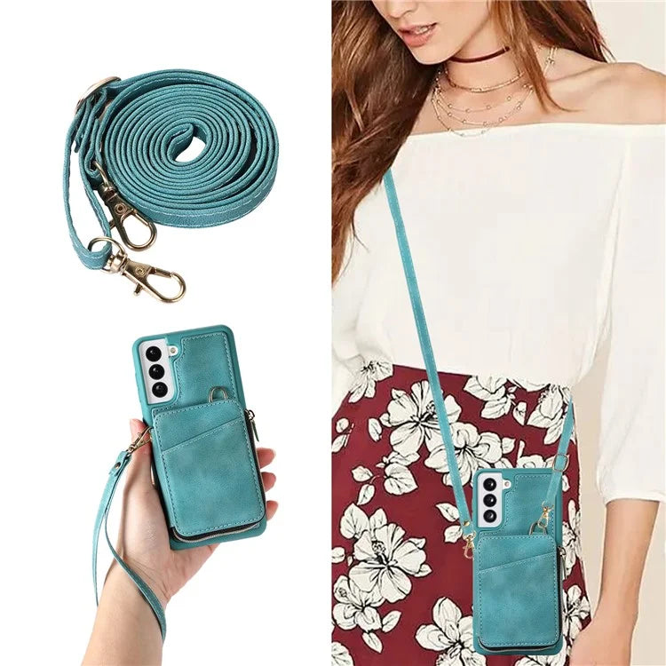 For Samsung Galaxy S21 4G / 5G Case Kickstand PU Leather+TPU Zipper Wallet Cover