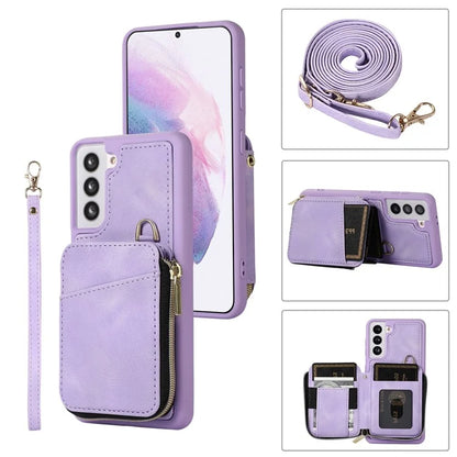 For Samsung Galaxy S21 4G / 5G Case Kickstand PU Leather+TPU Zipper Wallet Cover