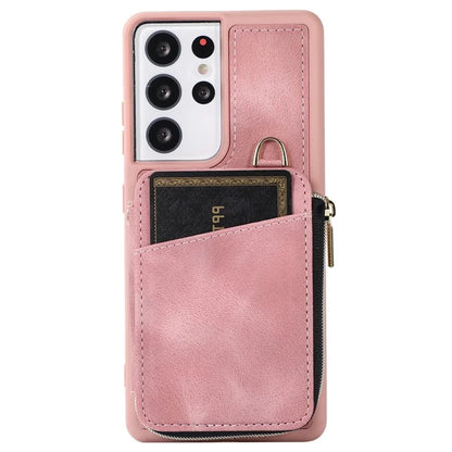 For Samsung Galaxy S21 Ultra 5G Cell Phone Case PU Leather+TPU Zipper Wallet Cover