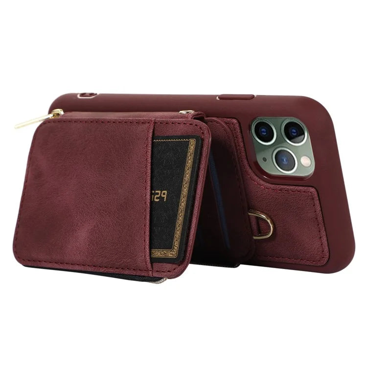 For iPhone 11 Pro Max Cell Phone Case PU Leather+TPU Kickstand Cover
