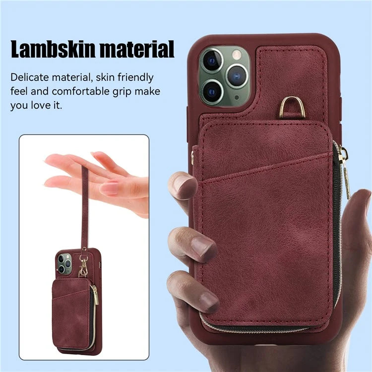 For iPhone 11 Pro Max Cell Phone Case PU Leather+TPU Kickstand Cover