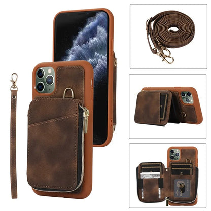 For iPhone 11 Pro Max Cell Phone Case PU Leather+TPU Kickstand Cover
