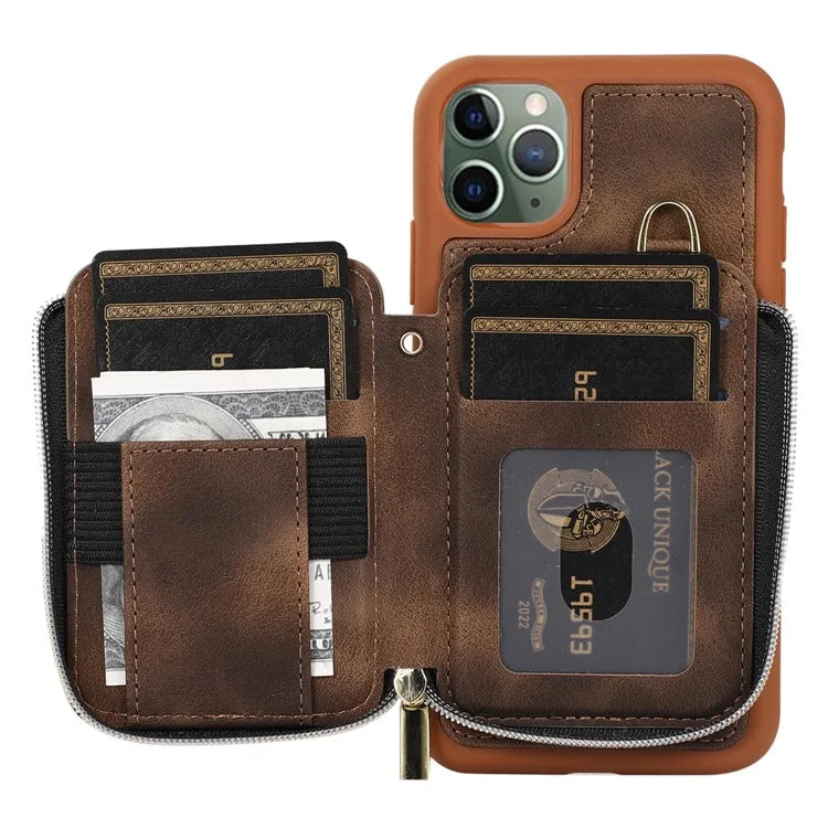 For iPhone 11 Pro Max Cell Phone Case PU Leather+TPU Kickstand Cover