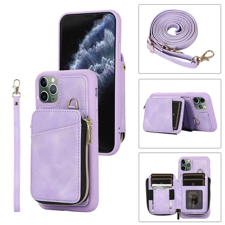 For iPhone 11 Pro Max Cell Phone Case PU Leather+TPU Kickstand Cover