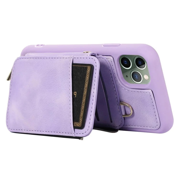 For iPhone 11 Pro Max Cell Phone Case PU Leather+TPU Kickstand Cover