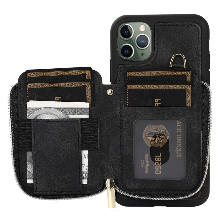 For iPhone 11 Pro Max Cell Phone Case PU Leather+TPU Kickstand Cover