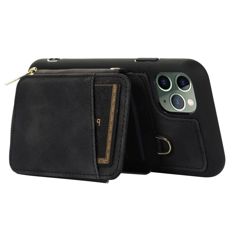 For iPhone 11 Pro Max Cell Phone Case PU Leather+TPU Kickstand Cover