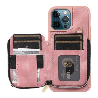 For iPhone 12 Pro Max Cell Phone Case with Strap PU Leather+TPU Kickstand Cover