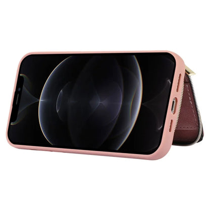 For iPhone 12 Pro Max Cell Phone Case with Strap PU Leather+TPU Kickstand Cover