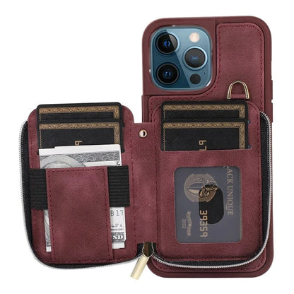 For iPhone 12 Pro Max Cell Phone Case with Strap PU Leather+TPU Kickstand Cover