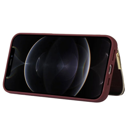 For iPhone 12 Pro Max Cell Phone Case with Strap PU Leather+TPU Kickstand Cover