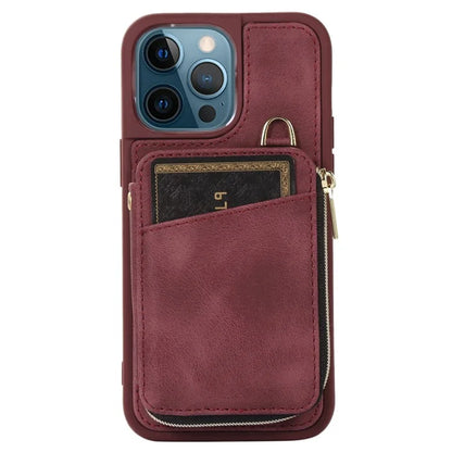 For iPhone 12 Pro Max Cell Phone Case with Strap PU Leather+TPU Kickstand Cover