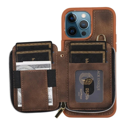 For iPhone 12 Pro Max Cell Phone Case with Strap PU Leather+TPU Kickstand Cover