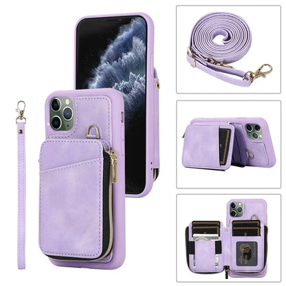 For iPhone 11 Pro Cell Phone Case Drop Proof PU Leather+TPU Kickstand Cover