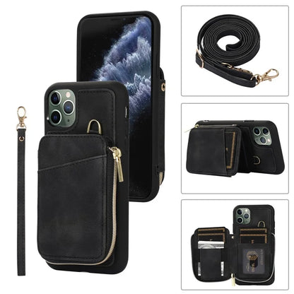 For iPhone 11 Pro Cell Phone Case Drop Proof PU Leather+TPU Kickstand Cover