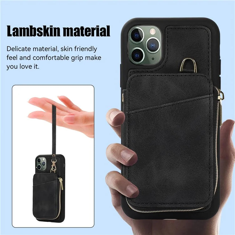 For iPhone 11 Pro Cell Phone Case Drop Proof PU Leather+TPU Kickstand Cover