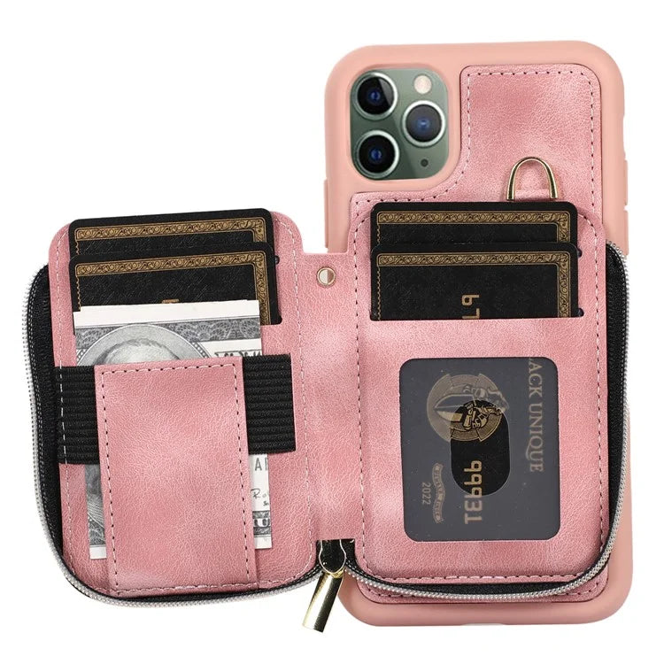 For iPhone 11 Pro Cell Phone Case Drop Proof PU Leather+TPU Kickstand Cover