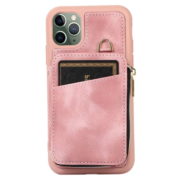 For iPhone 11 Pro Cell Phone Case Drop Proof PU Leather+TPU Kickstand Cover
