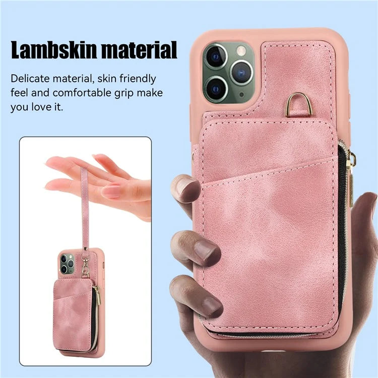 For iPhone 11 Pro Cell Phone Case Drop Proof PU Leather+TPU Kickstand Cover