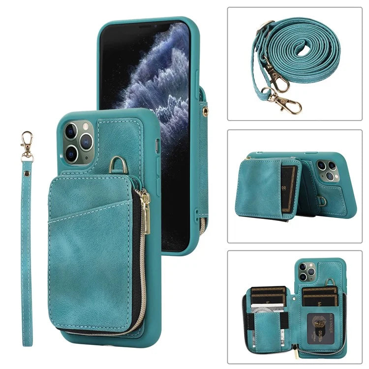 For iPhone 11 Pro Cell Phone Case Drop Proof PU Leather+TPU Kickstand Cover