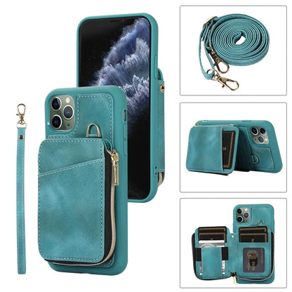 For iPhone 11 Pro Cell Phone Case Drop Proof PU Leather+TPU Kickstand Cover