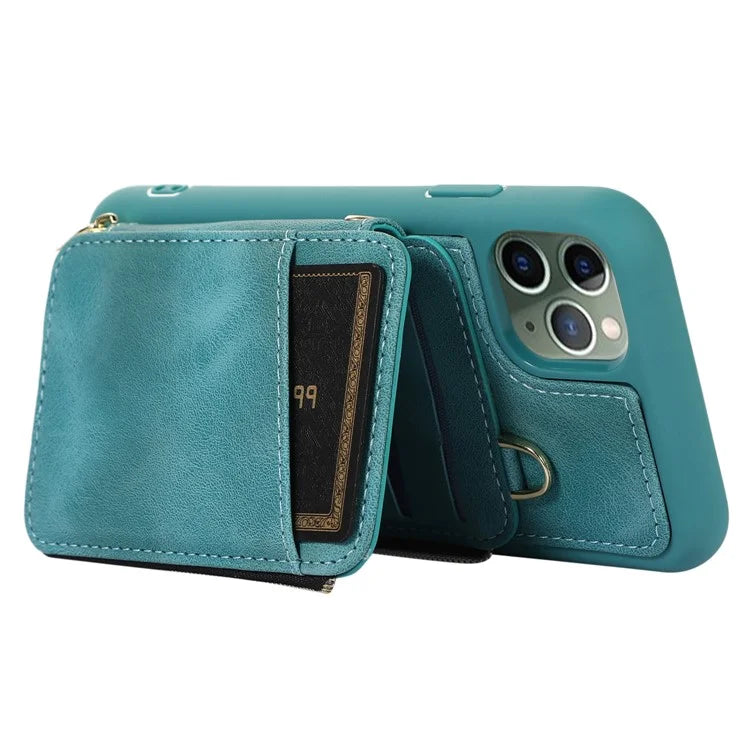 For iPhone 11 Pro Cell Phone Case Drop Proof PU Leather+TPU Kickstand Cover