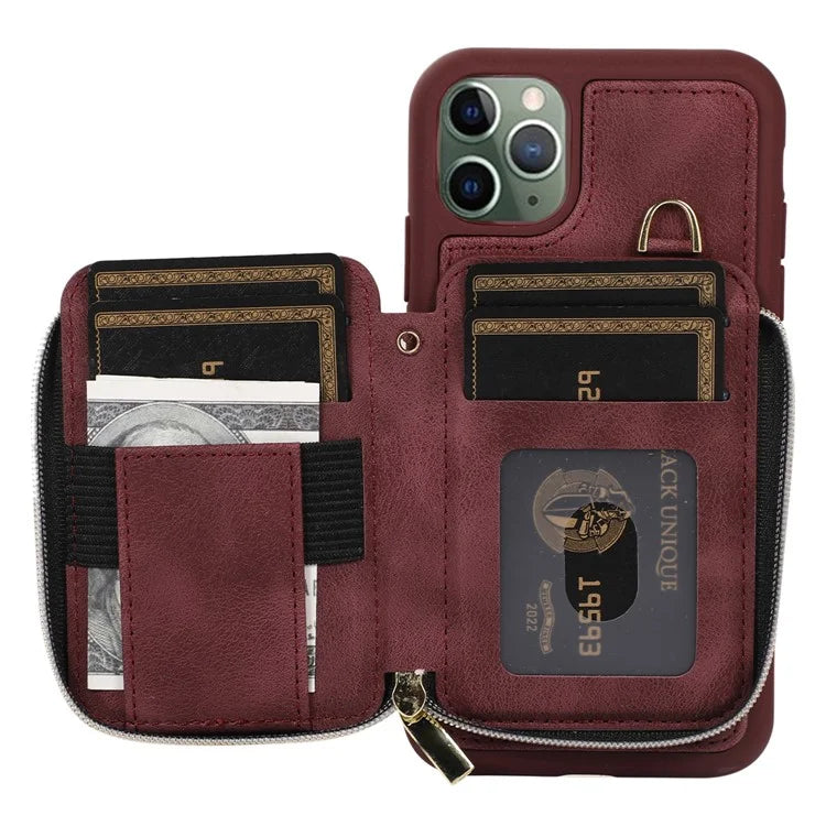 For iPhone 11 Pro Cell Phone Case Drop Proof PU Leather+TPU Kickstand Cover