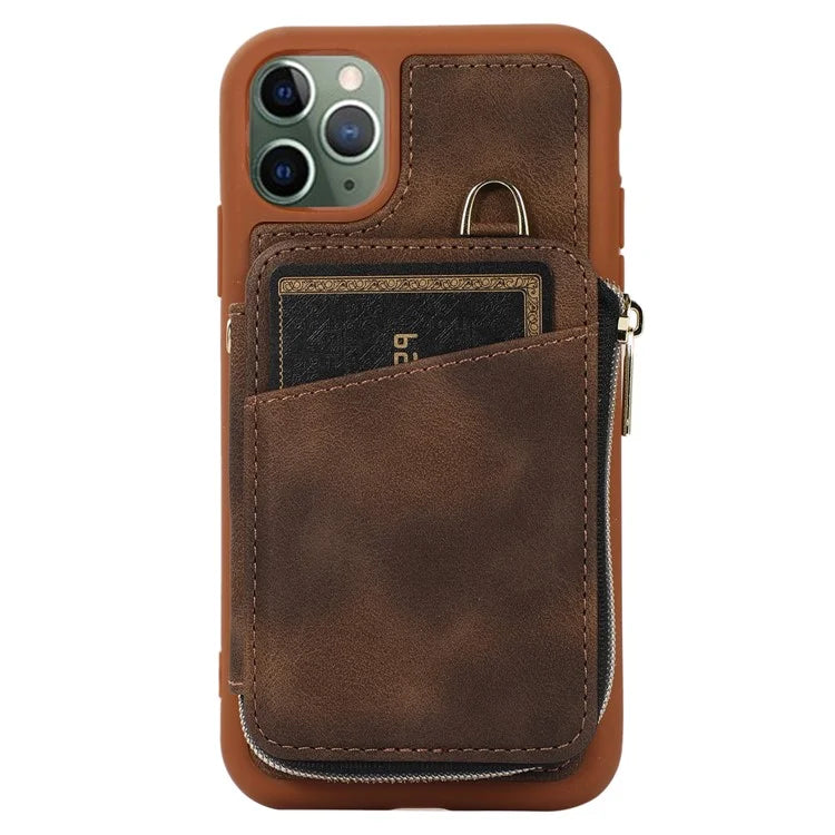 For iPhone 11 Pro Cell Phone Case Drop Proof PU Leather+TPU Kickstand Cover