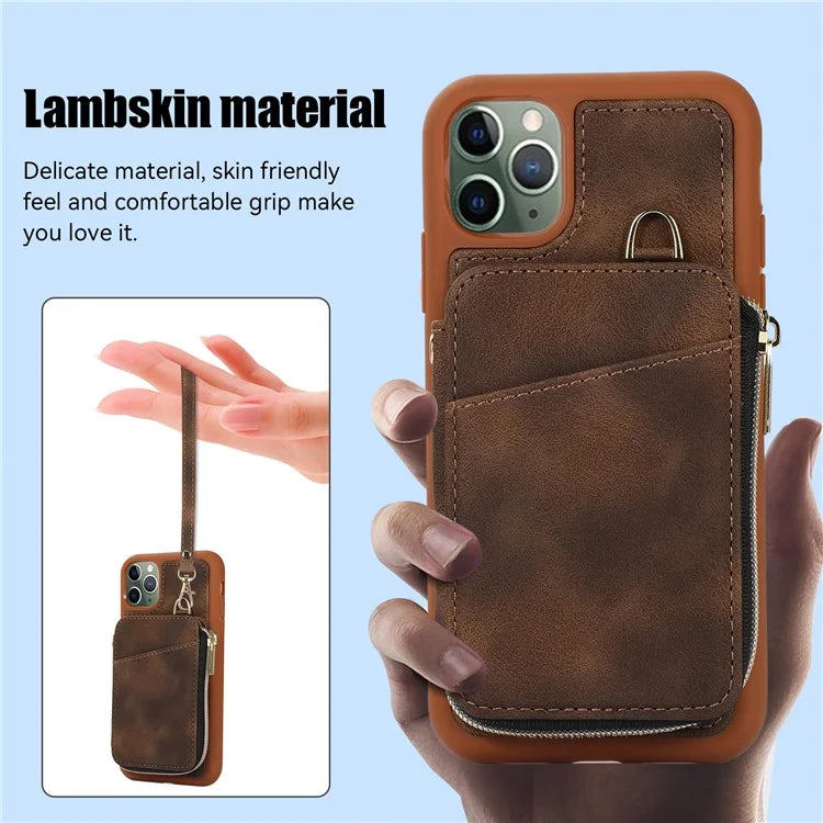 For iPhone 11 Pro Cell Phone Case Drop Proof PU Leather+TPU Kickstand Cover