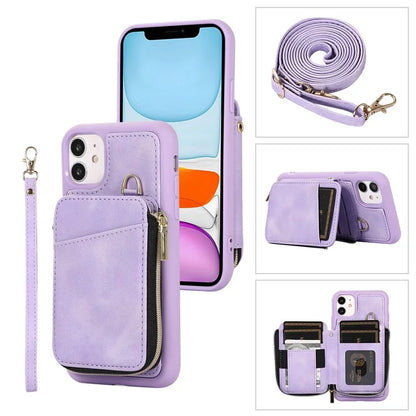 For iPhone 11 Cell Phone Case Scratch Resistant PU Leather+TPU Kickstand Cover