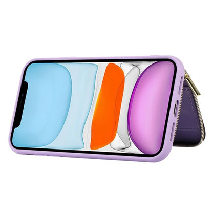 For iPhone 11 Cell Phone Case Scratch Resistant PU Leather+TPU Kickstand Cover